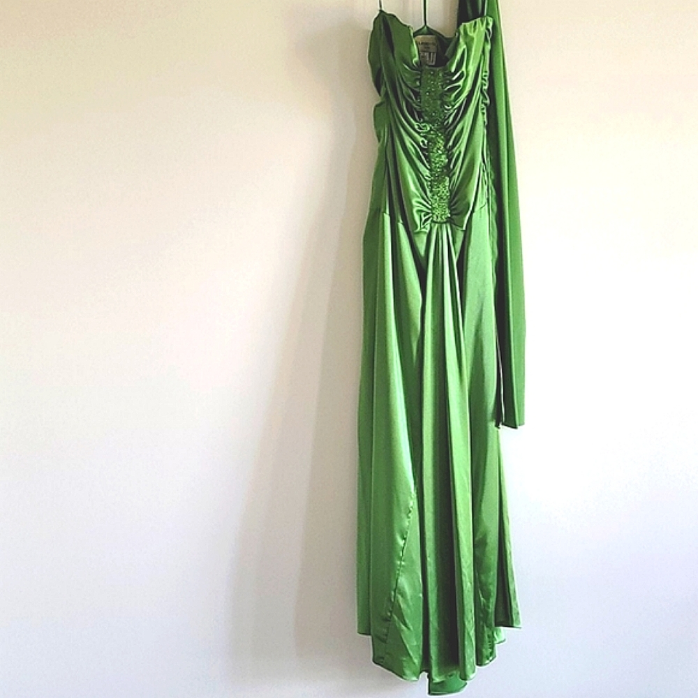 Green Beaded Prom Dress